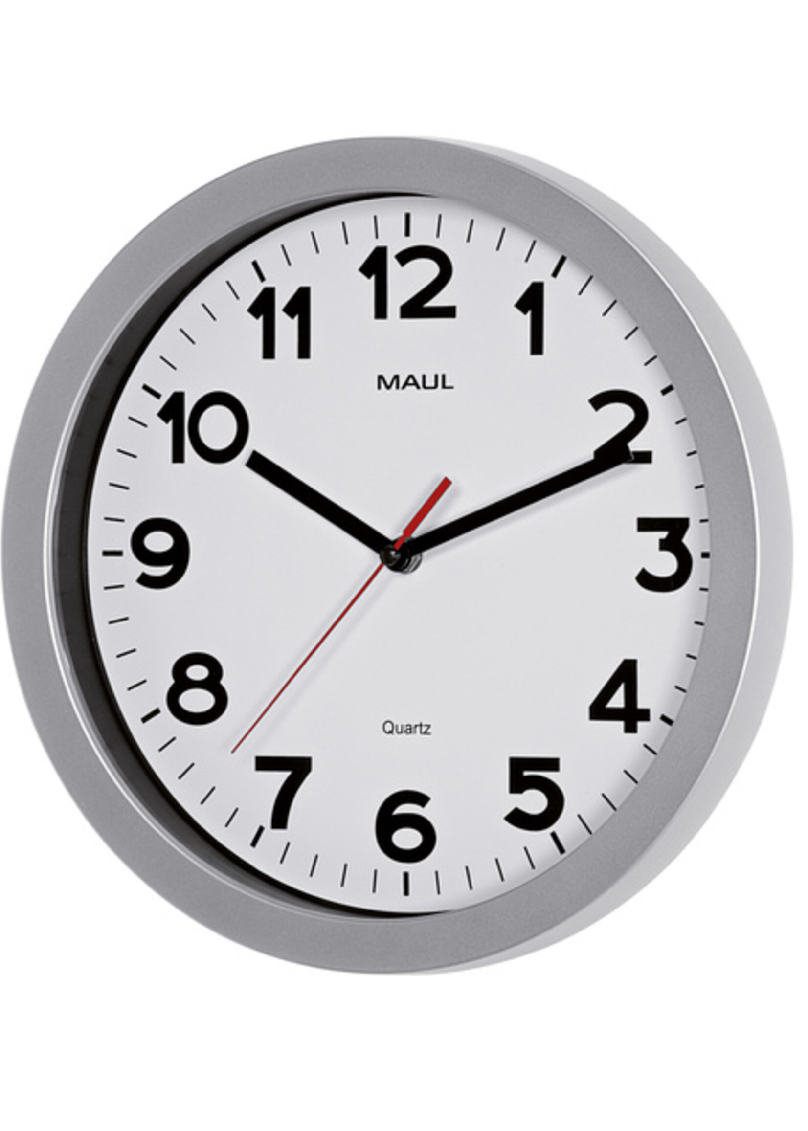 MAUL Horloge murale MAULstep Quartz Ø30x5cm plastique Argent/blanc silencieuse
