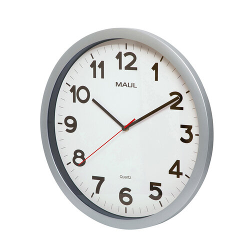 MAUL Horloge murale MAULstep Quartz Ø40x5cm plastique Argent/blanc silencieuse