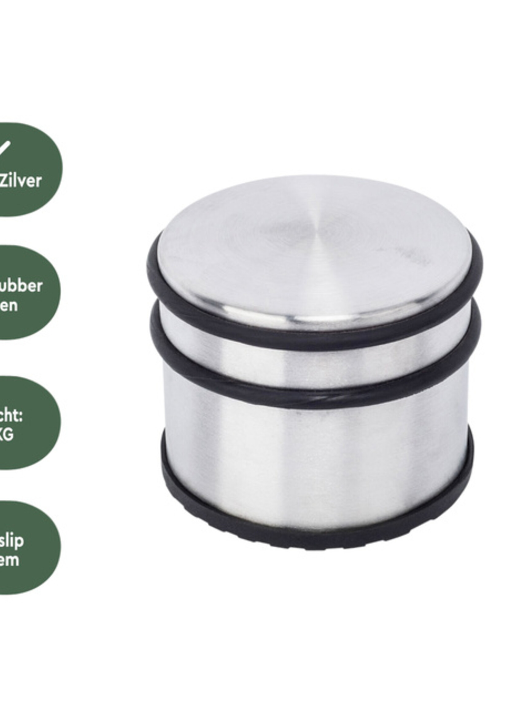 Deurstopper BRASQ met rubberen ringen RVS