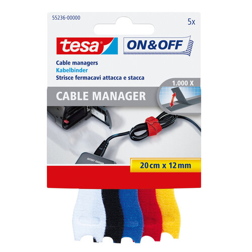 Tesa Kabelmanager Tesa On&Off 55236 12mmx20cm assorti