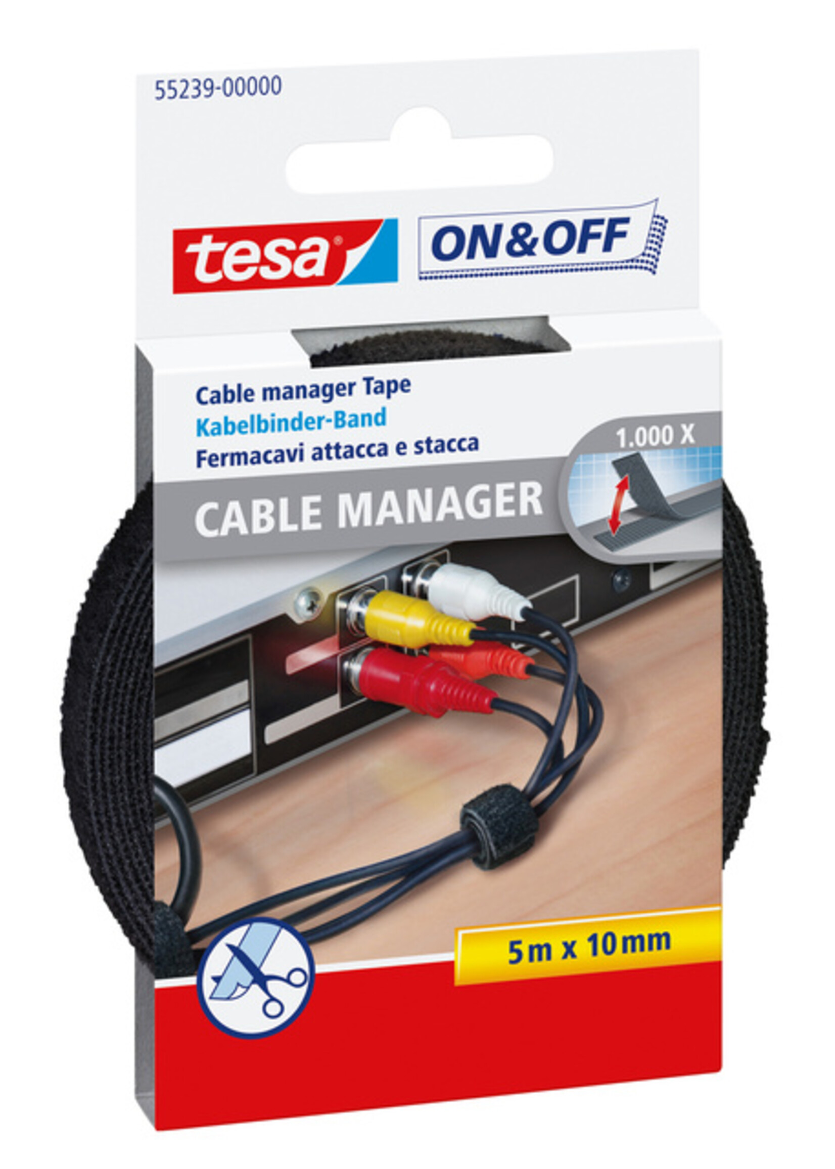 Tesa Manager câbles Tesa On & Off 55239 10mmx5m noir