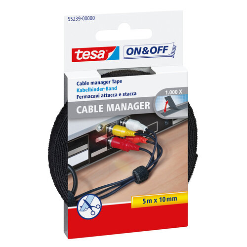 Tesa Manager câbles Tesa On & Off 55239 10mmx5m noir