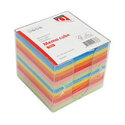 Cube mémos Quantore 90x90mm transparent assorti