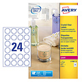 Avery Etiket Avery L7780-25 rond 40mm transparant 600stuks