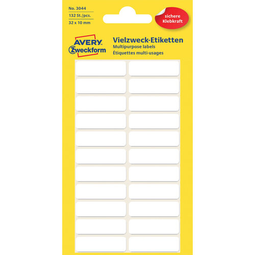 Avery Zweckform Etiket Avery Zweckform 3044 32x10mm wit 132stuks