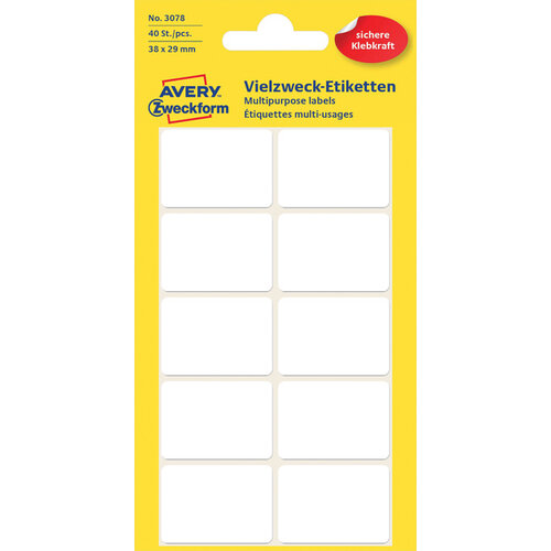 Avery Zweckform Etiket Avery Zweckform 3078 38x29mm wit 40stuks