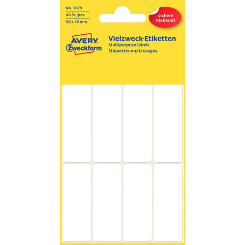 Avery Zweckform Etiket Avery Zweckform 3079 50x19mm wit 48stuks