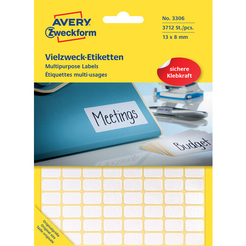 Avery Zweckform Etiquette Avery Zweckform 3306 13x8mm blanc 3712 pcs