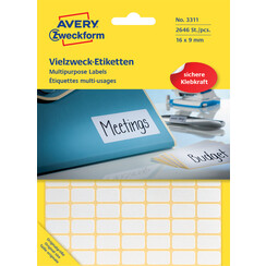 Etiket Avery Zweckform 3311 16x9mm wit 2646stuks