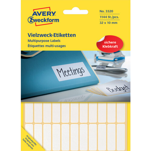 Avery Zweckform Etiket Avery Zweckform 3320 32x10mm wit 1144stuks