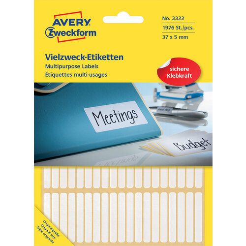 Avery Zweckform Etiket Avery Zweckform 3322 37x5mm wit 1976stuks