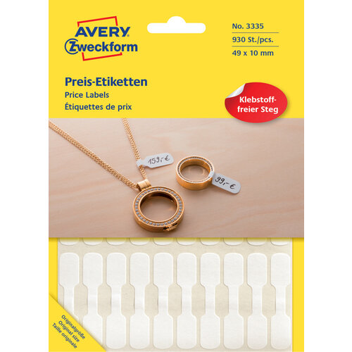 Avery Zweckform Etiket Avery Zweckform 3335 49x10mm wit 924stuks