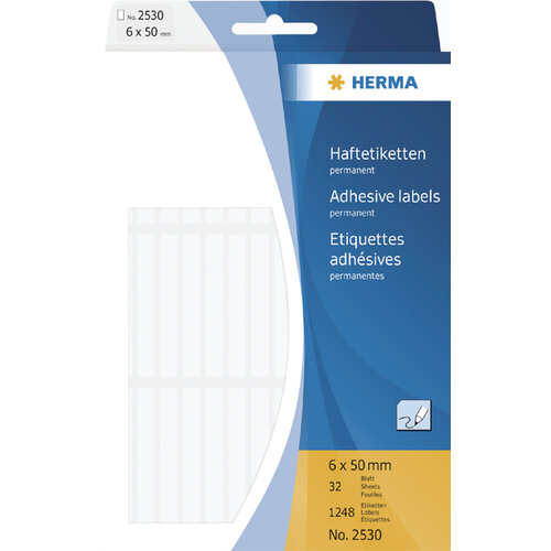 HERMA Etiket HERMA 2530 6x50mm wit 1248stuks