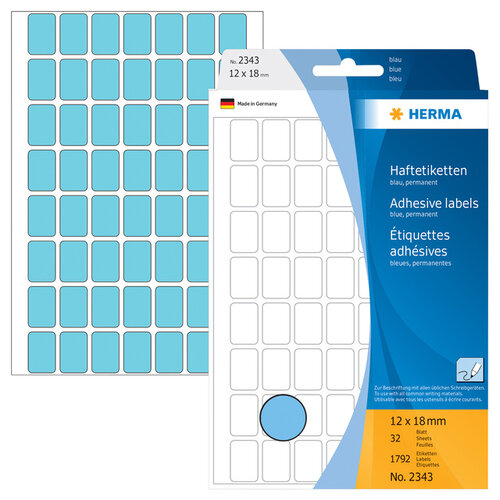 HERMA Etiquette HERMA 2343 12x18mm bleu 1792 pièces
