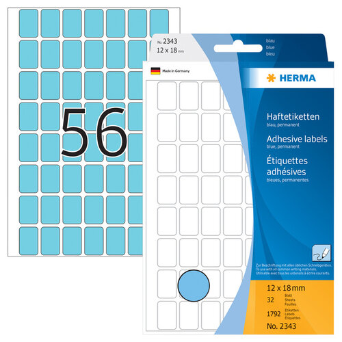 HERMA Etiquette HERMA 2343 12x18mm bleu 1792 pièces