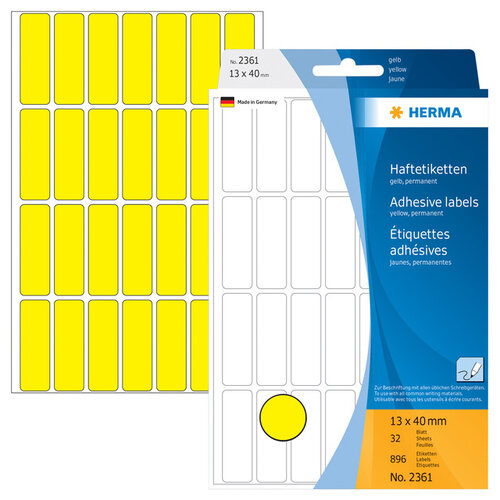 HERMA Etiquette HERMA 2361 13x40mm jaune 896 pièces