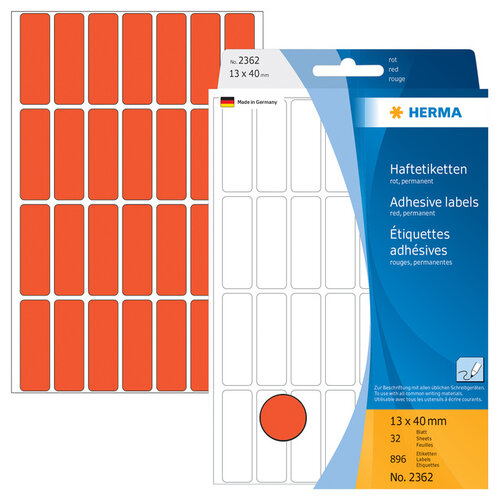 HERMA Etiquette HERMA 2362 13x40mm rouge 896 pièces