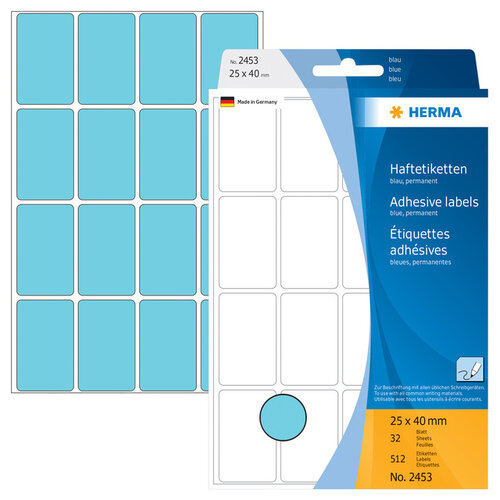 HERMA Etiquette HERMA 2453 25x40mm bleu 512 pièces