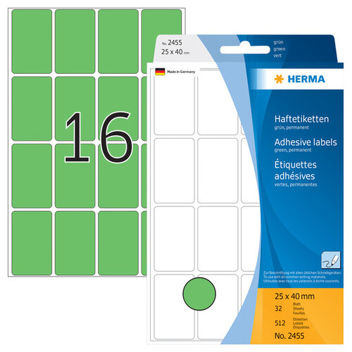 HERMA Etiquette HERMA 2455 25x40mm vert 512 pièces