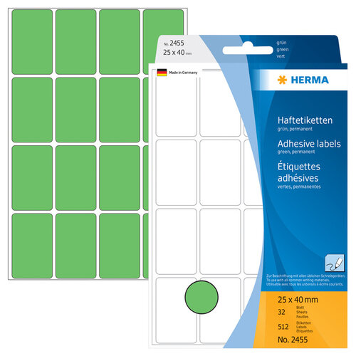 HERMA Etiquette HERMA 2455 25x40mm vert 512 pièces