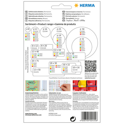 HERMA Etiquette HERMA 2455 25x40mm vert 512 pièces