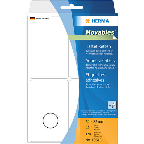 HERMA Etiquette amovible HERMA 10618 52x82mm 128 pièces