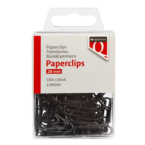 Quantore Paperclip Quantore 28mm 100 stuks zwart