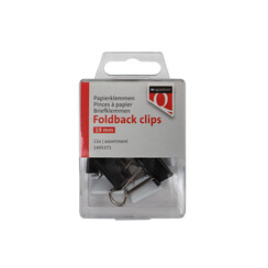 Foldback clips Quantore 19 mm assorti 12 stuks