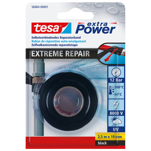 Tesa Reparatietape Tesa 56064 19mmx2,5m zwart
