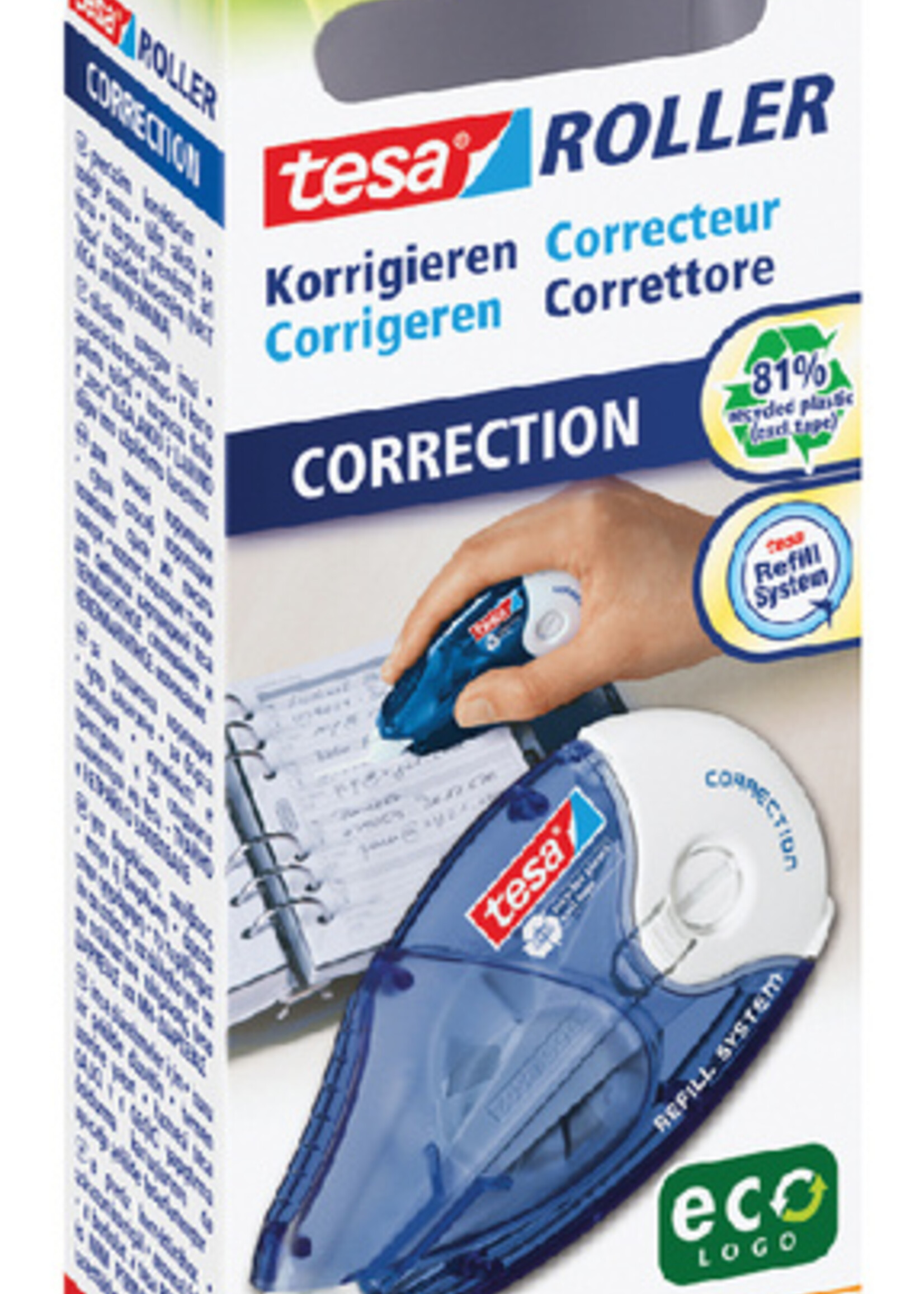 Tesa Correctieroller Tesa ecoLogo 4.2mmx14m navulbaar in hangdoosje