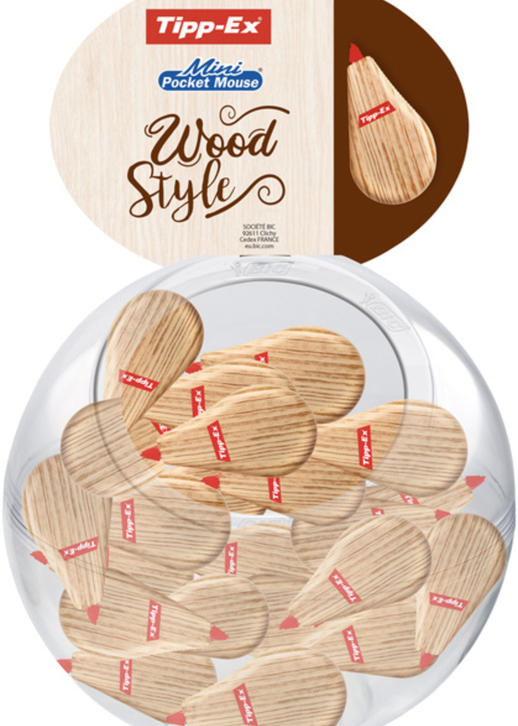 Tipp-ex Roller correcteur Tipp-ex Mini Pocket Mouse 5mmx6m bois lot 30+10 gratuits