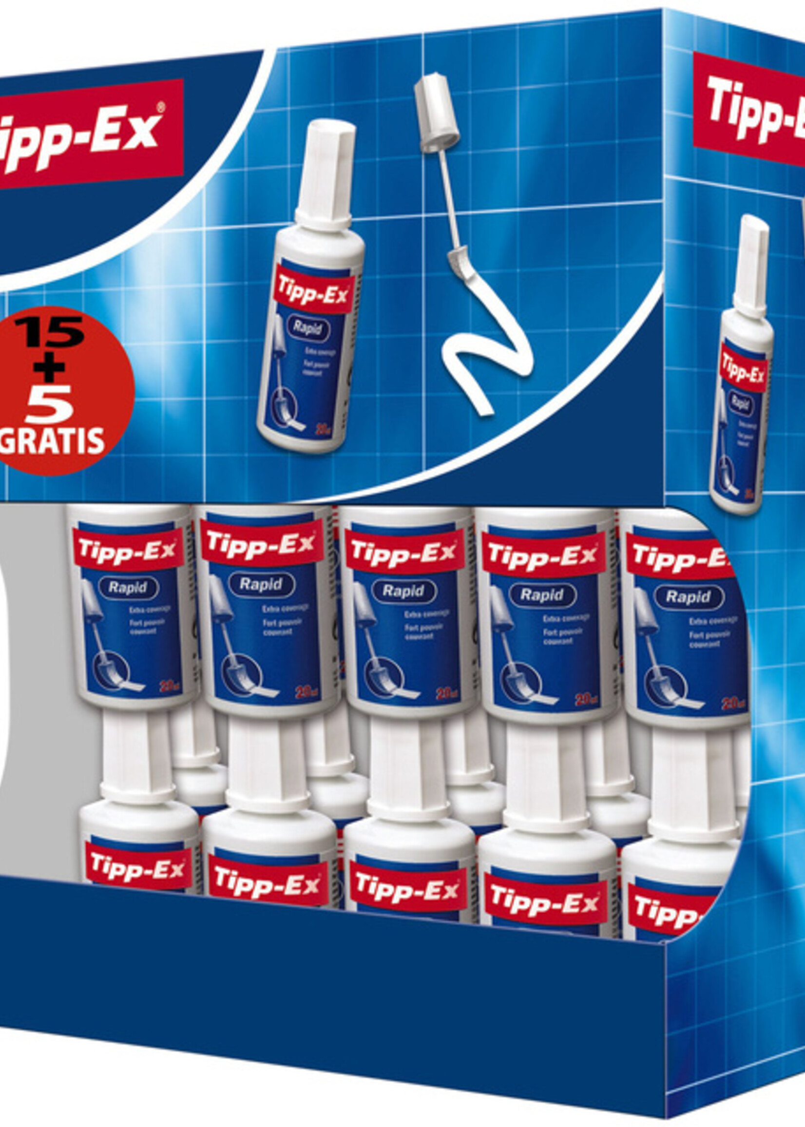 Tipp-ex Liquide correcteur Tipp-Ex Rapid 20mml embout mousse lot 15+5 gratuits