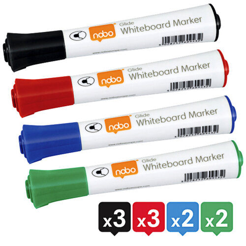 Nobo Viltstift Nobo whiteboard Glide rond assorti 2mm 10st