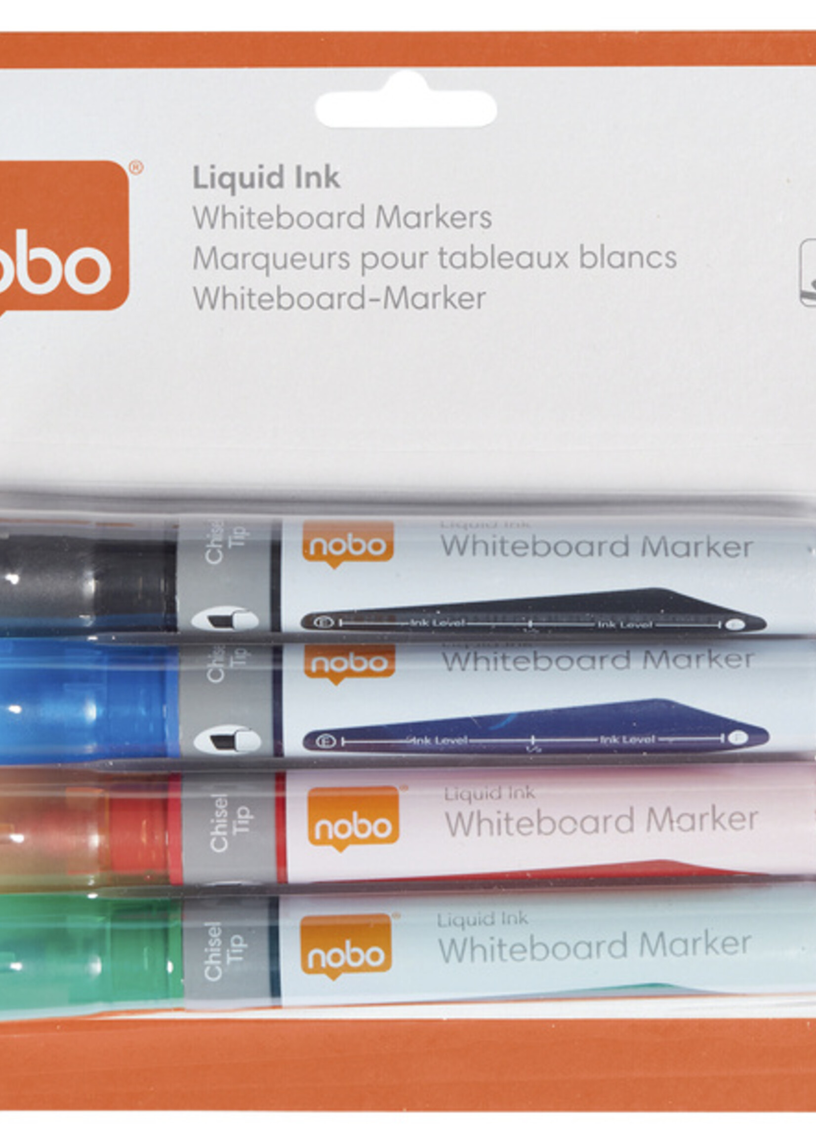 Nobo Viltstift Nobo whiteboard Liquid ink schuin assorti 4mm 4st