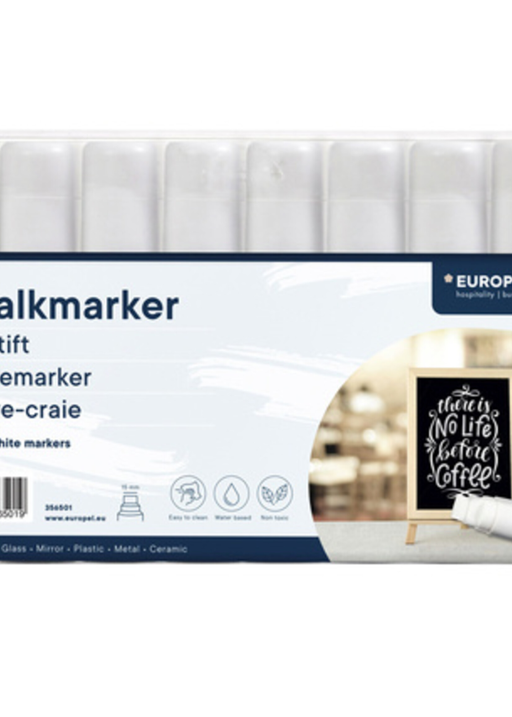 Europel Krijtstift Europel 15mm wit etui 8 stuks