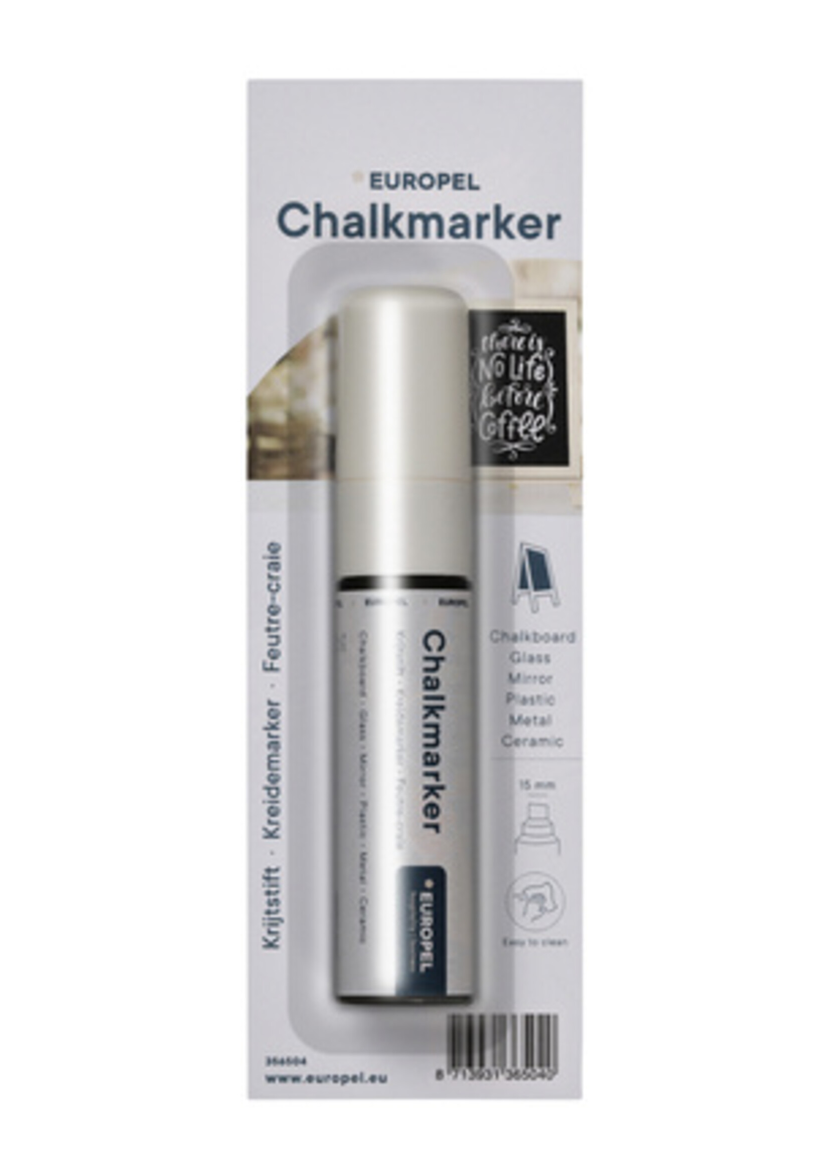 Europel Krijtstift Europel 15mm wit blister 1 stuk