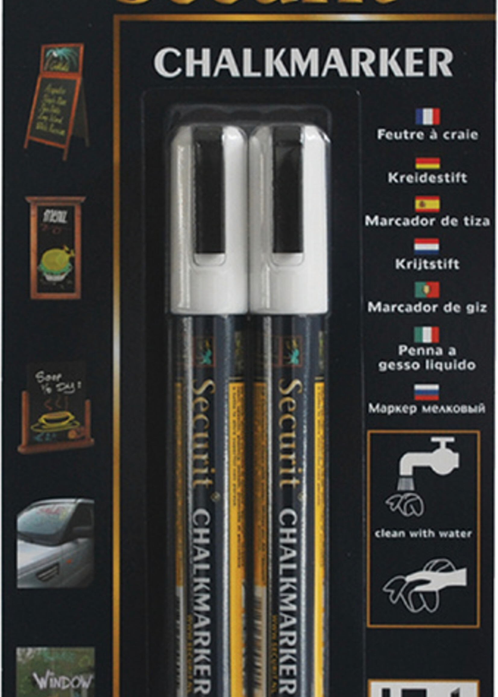 Securit Krijtstift Securit SMA-510 schuin wit 2-6mm blister à 2st