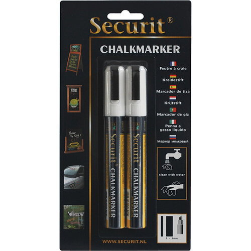 Securit Feutre-craie Securit SMA-510 biseau blanc 2-6mm blister 2pcs