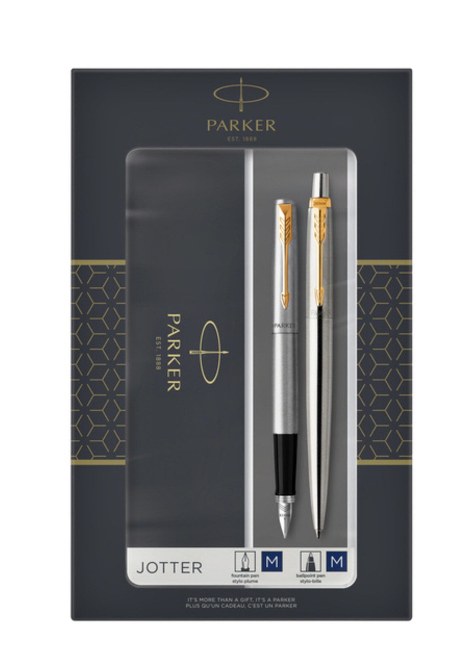 Parker Balpen en vulpen Parker Jotter stainless steel GT medium