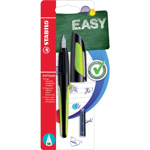 Stabilo Stylo plume STABILO EASYbuddy noir/lime blister