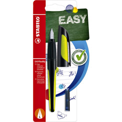 Stylo plume STABILO EASYbuddy noir/lime gaucher sous blister