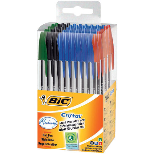 Bic Balpen Bic Cristal medium assorti in tubo verpakking