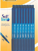 Bic Stylo bille BIC Soft Feel Clic Grip Medium bleu blister 15 pièces