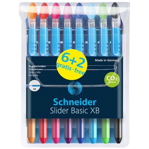 Schneider Stylo bille Schneider Slider Edge XB étui de 6+2 couleurs gratuites