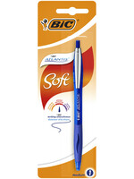 Bic Stylo bille BIC Atlantis Soft Clip métal Clic Medium bleu blister 1 pièce