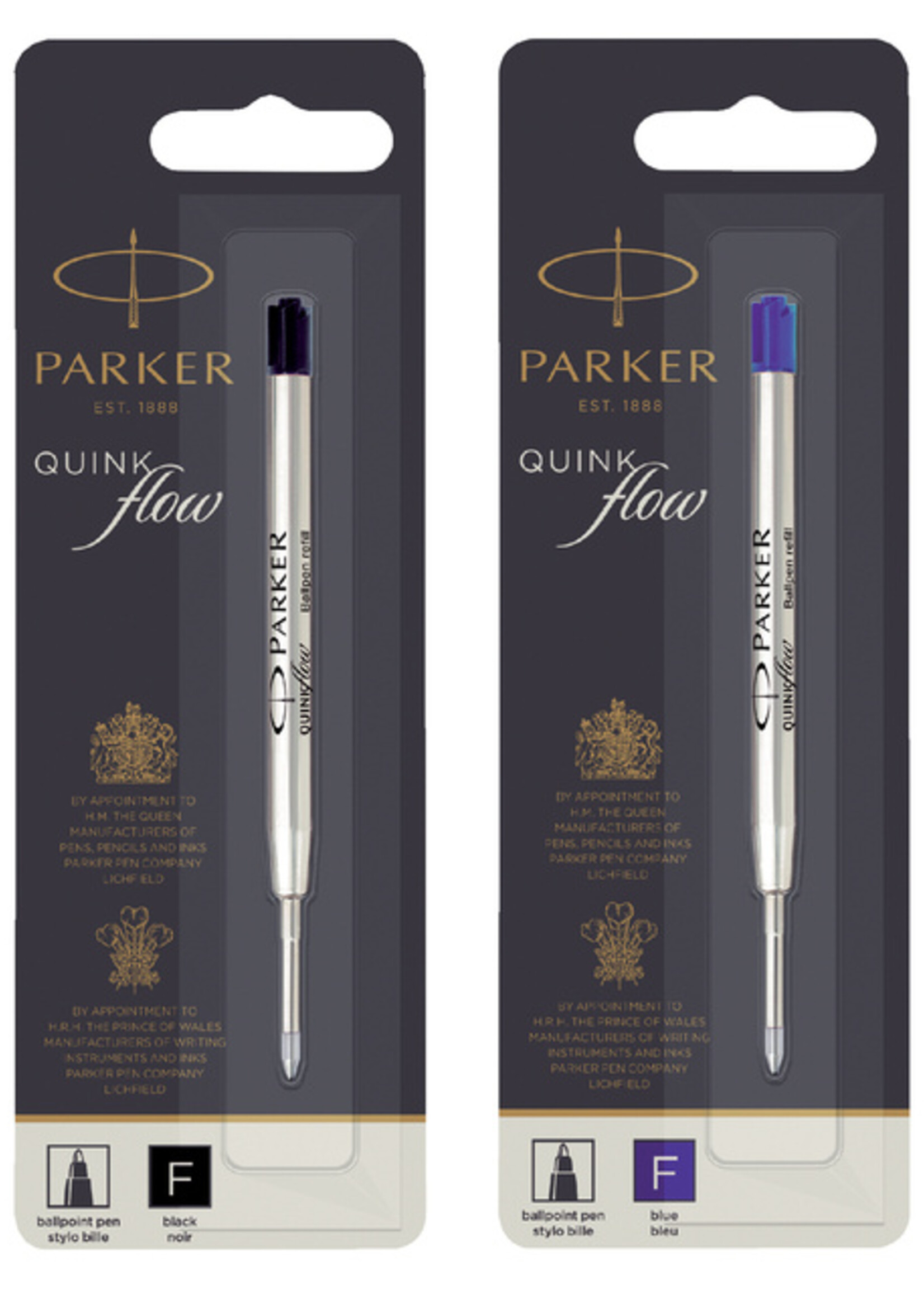 Parker Balpenvulling Parker Quinkflow zwart fijn op blister