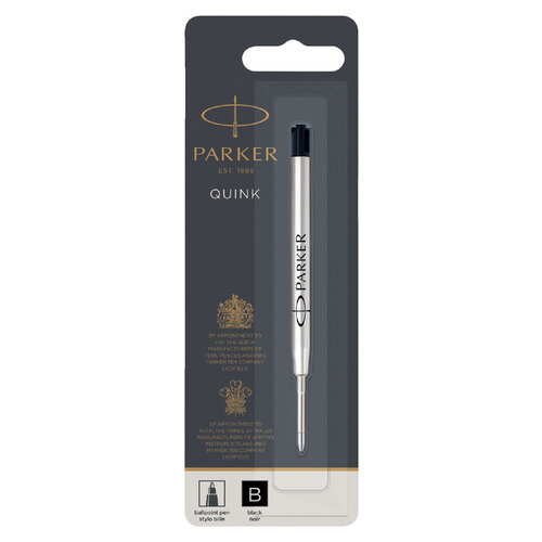 Parker Balpenvulling Parker Quink zwart breed op blister