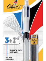 Bic Balpen Bic 3kleuren met vulpotlood HB 0.7mm medium wit blister à 1 stuk