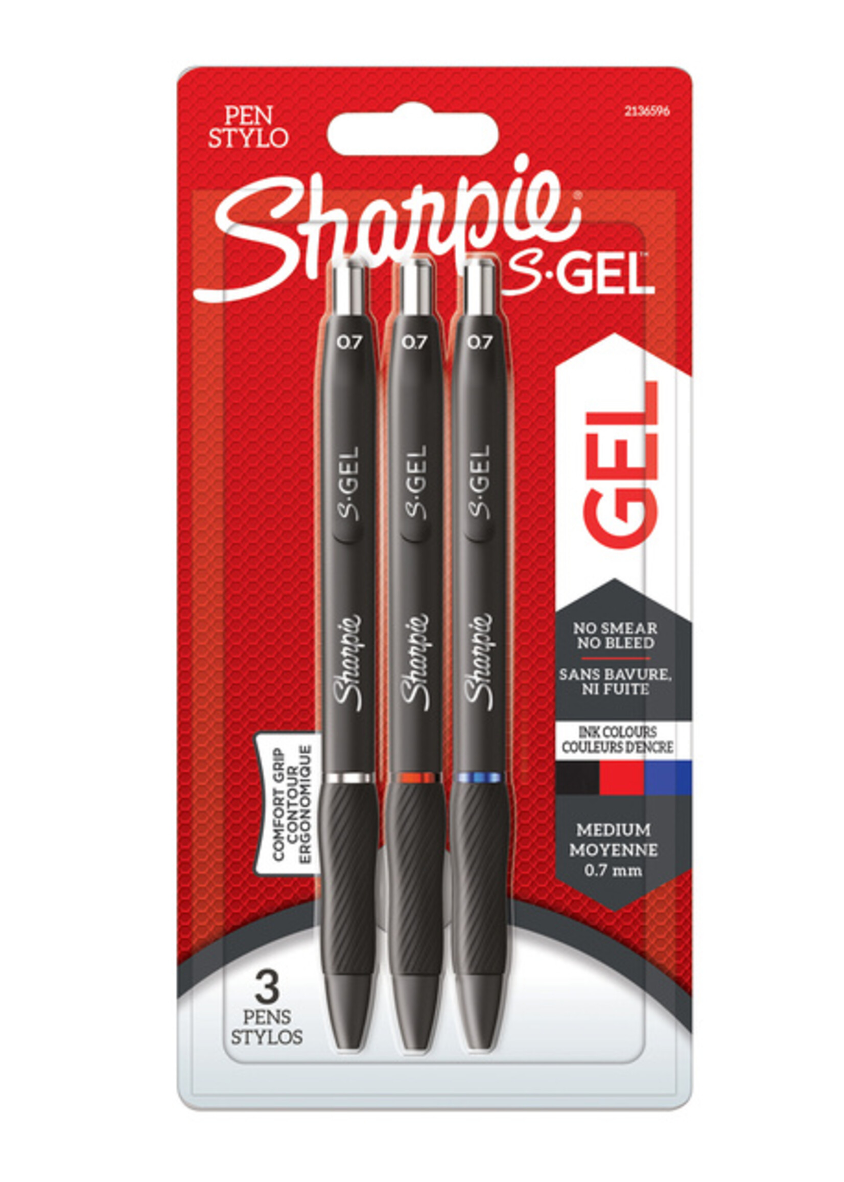 Sharpie Gelschrijver Sharpie 0,7mm blister à 3 standaard kleuren