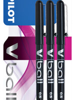 Pilot Rollerpen PILOT V-Ball grip V5 zwart 0.3mm  blister à 3 stuks